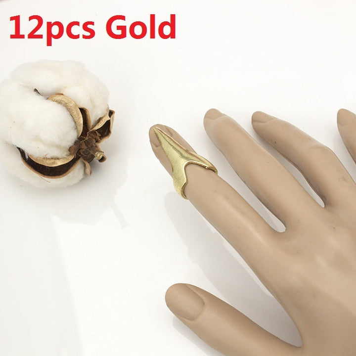 12pcs Set Retro Punk Gothic Nail Finger Claw Spike Alloy Knuckle Rings Set Party Cosplay Decoration Accessories - Cosplay Craze