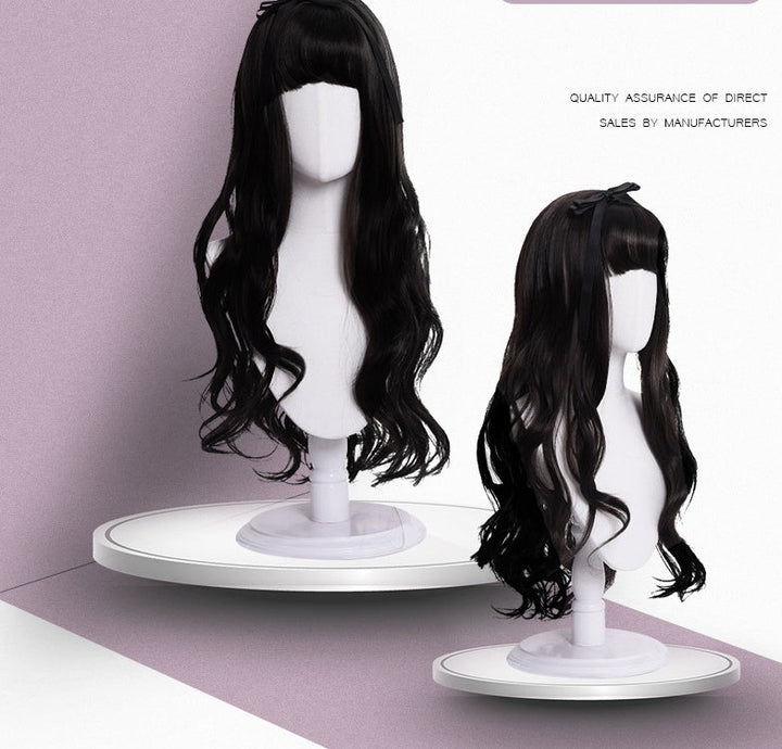 Long roll wig air bangs wig wig COS wig dyed wig - Cosplay Craze