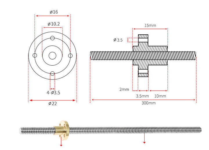 3D Printer Accessories T-shaped Trapezoid Screw - Cosplay Craze