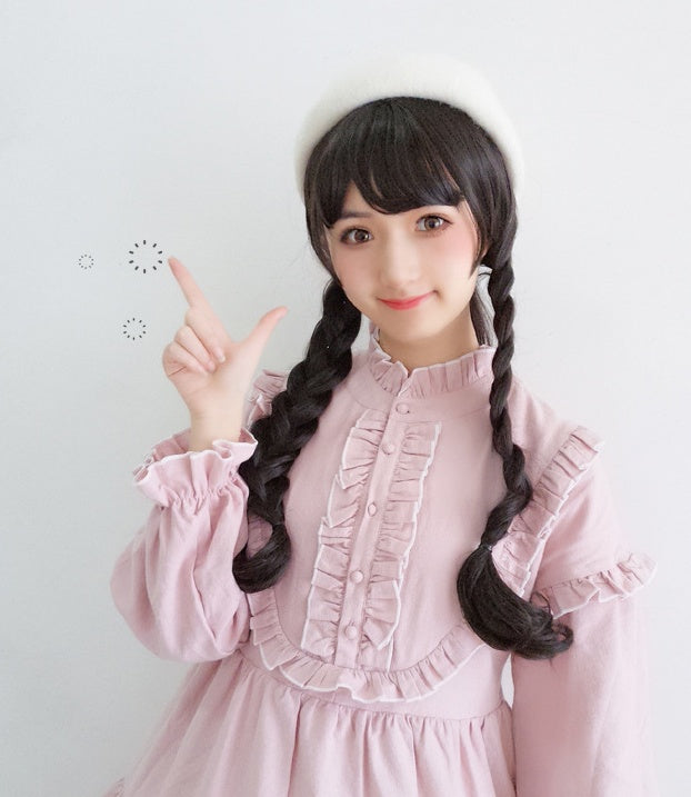Long roll wig air bangs wig wig COS wig dyed wig - Cosplay Craze