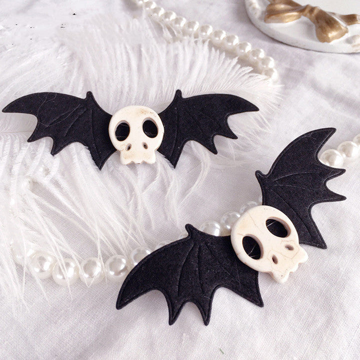 Gothic Lolita Halloween Skull Bat Blavk Wings Hairpin Cosplay Girl Hair Accessories Hair Clip Headdress - Cosplay Craze
