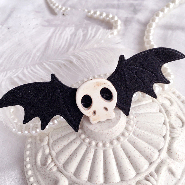 Gothic Lolita Halloween Skull Bat Blavk Wings Hairpin Cosplay Girl Hair Accessories Hair Clip Headdress - Cosplay Craze