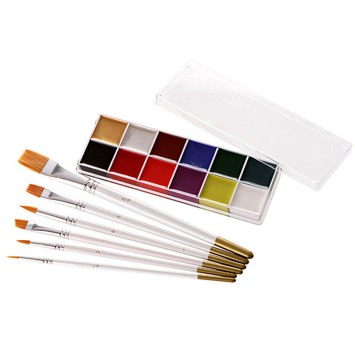 Fit Colors 12 Colors Face Paint Water Soluble Human Body Paints Halloween Masquerade Makeup Palette Brush - Cosplay Craze
