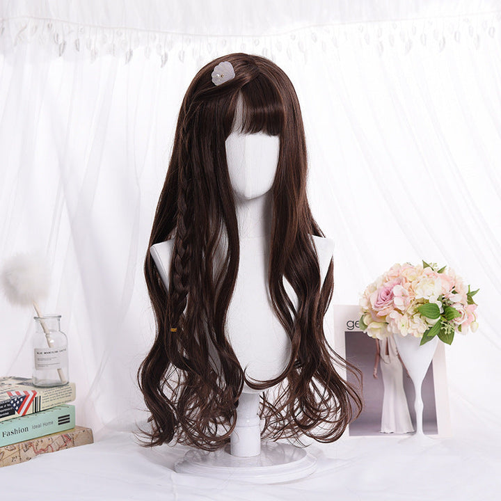 Long roll wig air bangs wig wig COS wig dyed wig - Cosplay Craze