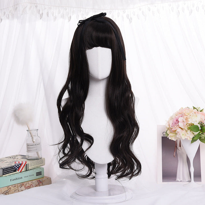 Long roll wig air bangs wig wig COS wig dyed wig - Cosplay Craze