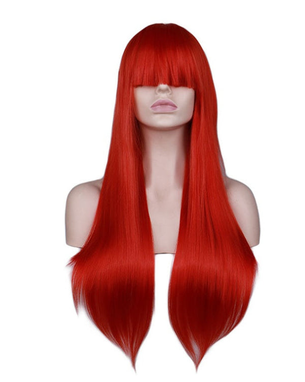 Wig female light pink long straight bangs wig high temperature silk wig fashion wig cross-border exclusive - Cosplay Craze