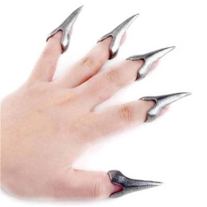 12pcs Set Retro Punk Gothic Nail Finger Claw Spike Alloy Knuckle Rings Set Party Cosplay Decoration Accessories - Cosplay Craze