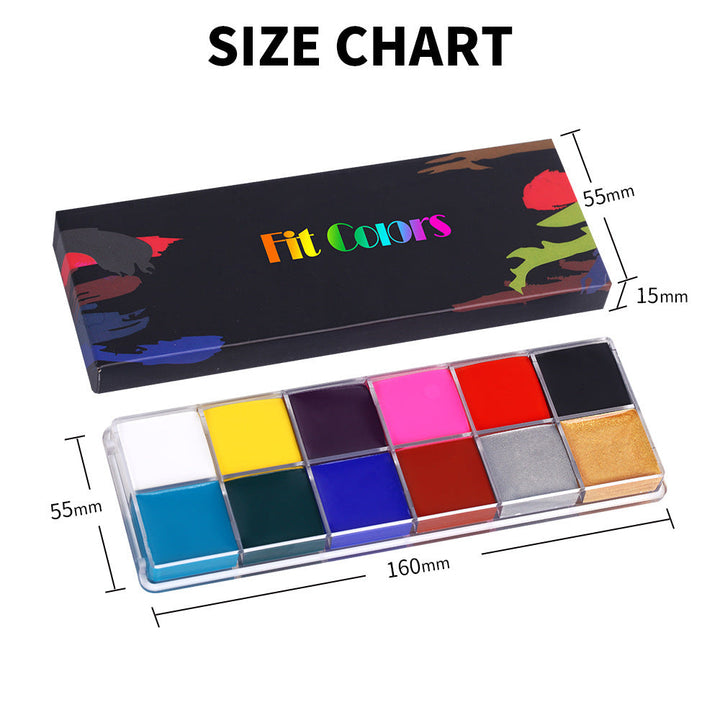 Fit Colors 12 Colors Face Paint Water Soluble Human Body Paints Halloween Masquerade Makeup Palette Brush - Cosplay Craze