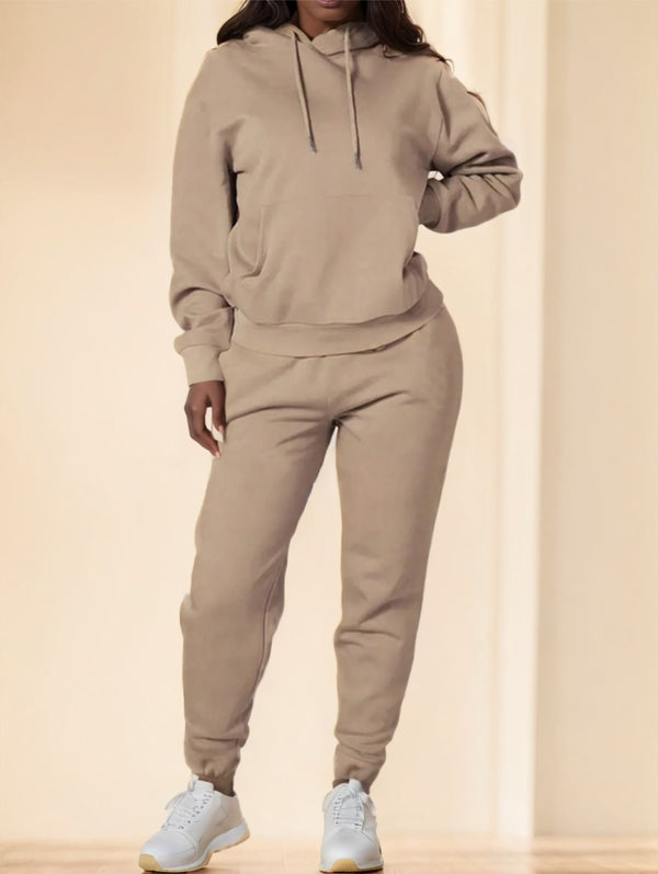Solid Color Long Sleeve Hoodie And Sport Pants - Cosplay Craze