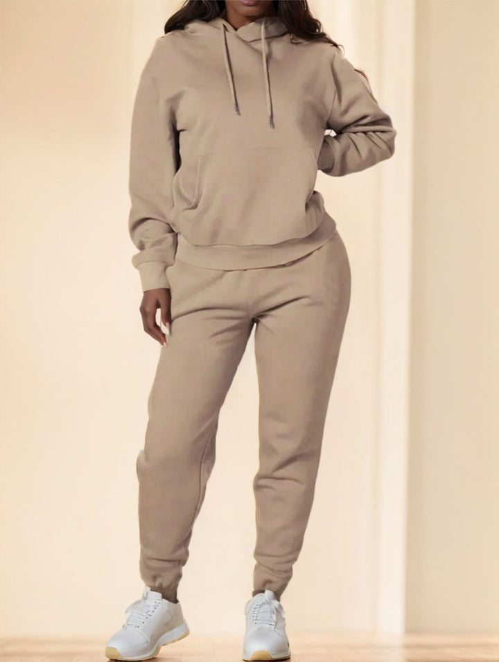 Solid Color Long Sleeve Hoodie And Sport Pants - Cosplay Craze