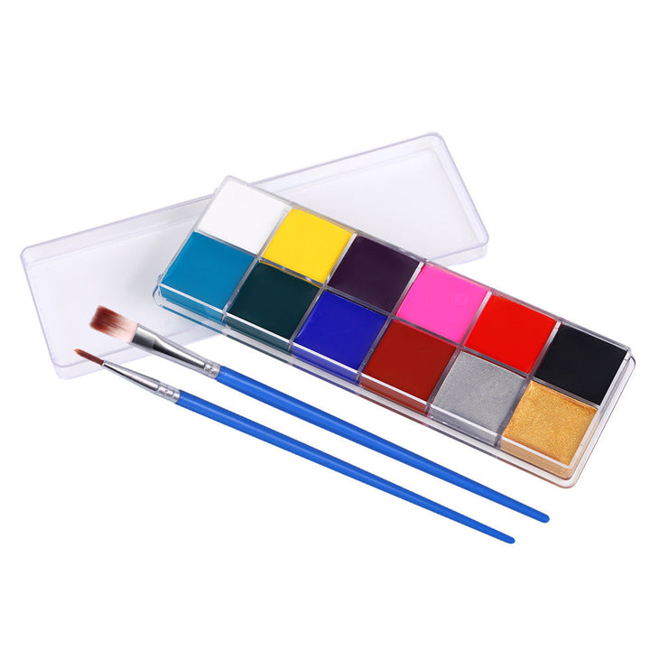 Fit Colors 12 Colors Face Paint Water Soluble Human Body Paints Halloween Masquerade Makeup Palette Brush - Cosplay Craze