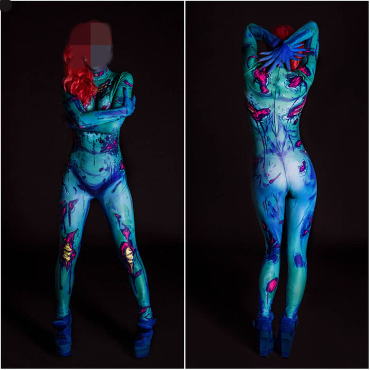 Digital Printing Halloween Cosplay Cosplay Clothes Unisex Wear Tight Long Sleeve Jumpsuit - Cosplay Craze