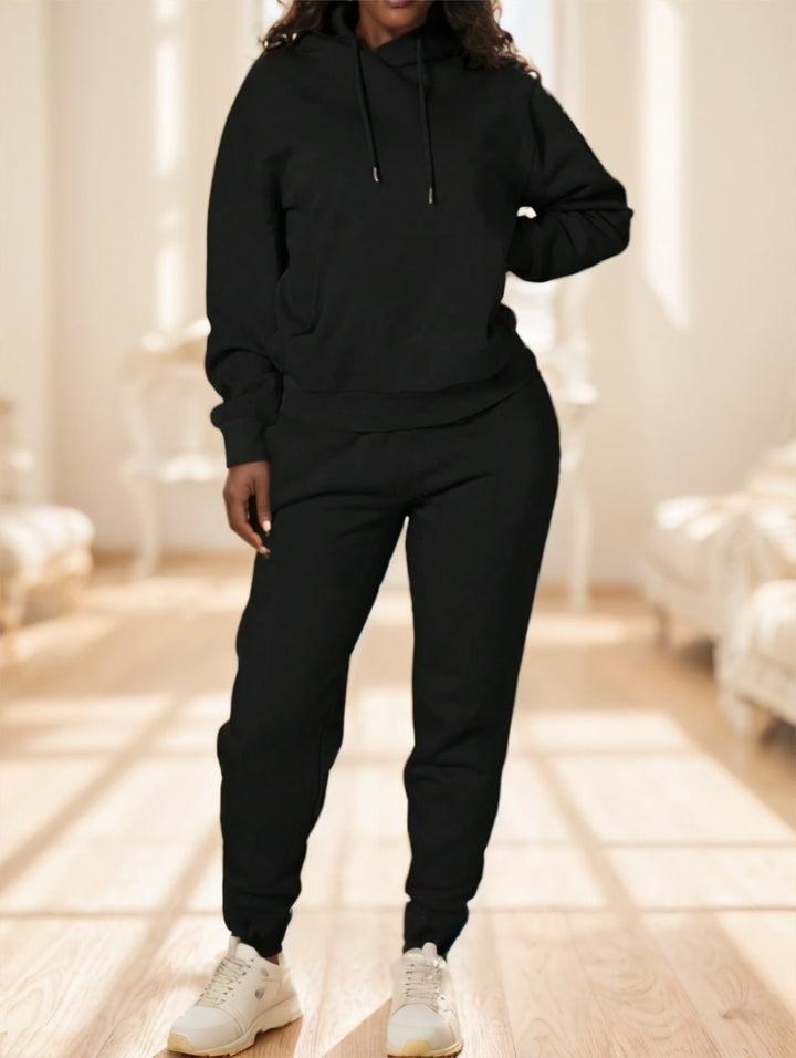 Solid Color Long Sleeve Hoodie And Sport Pants - Cosplay Craze