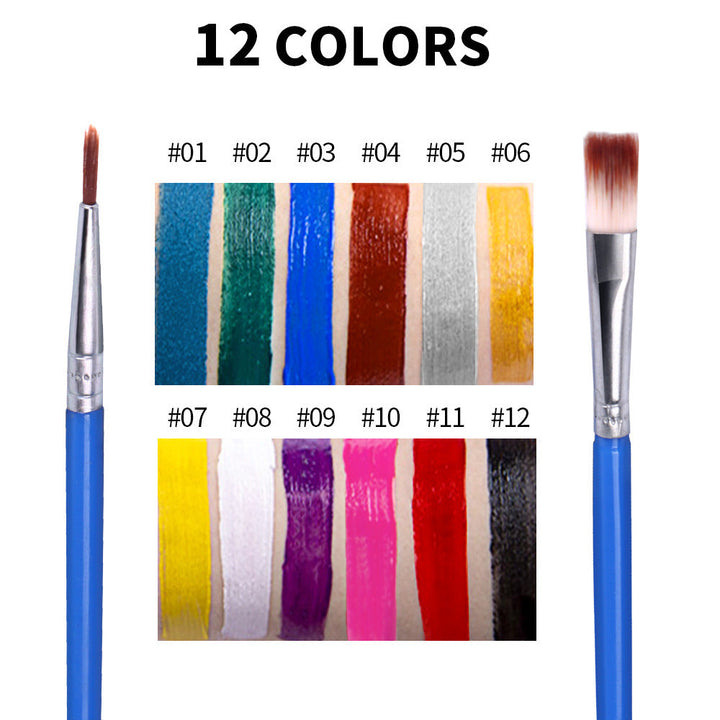 Fit Colors 12 Colors Face Paint Water Soluble Human Body Paints Halloween Masquerade Makeup Palette Brush - Cosplay Craze