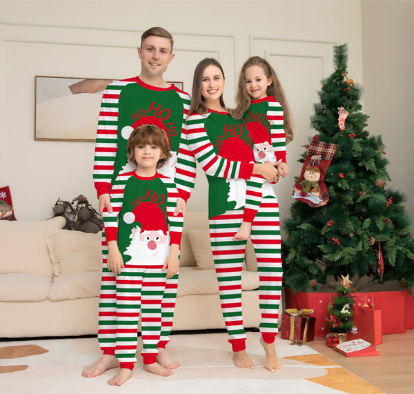 Family Christmas Pajamas Matching Sets Red Stripe Xmas Holiday Sleepwear Jammies Long Sleeve PJs Outfits - Cosplay Craze