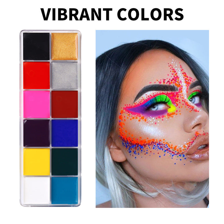 Fit Colors 12 Colors Face Paint Water Soluble Human Body Paints Halloween Masquerade Makeup Palette Brush - Cosplay Craze