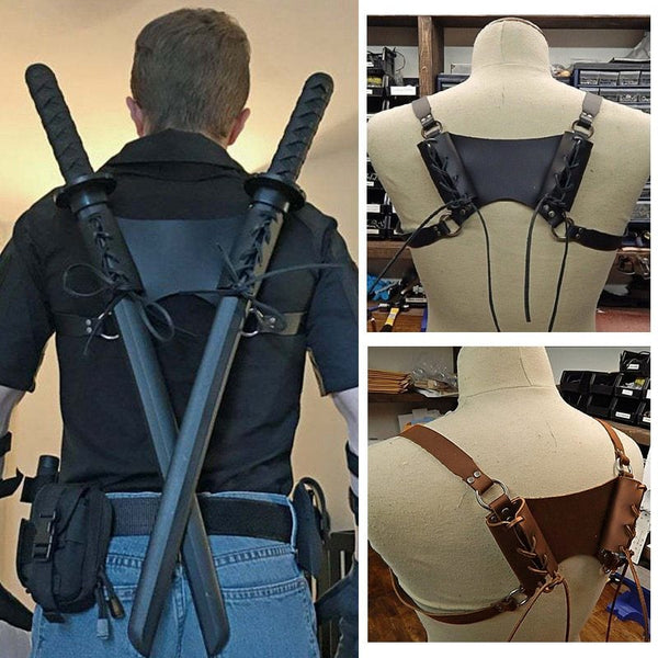 Medieval Warrior Back PU Leather Shoulder Stage Performance COSPLAY Photography Photo Props